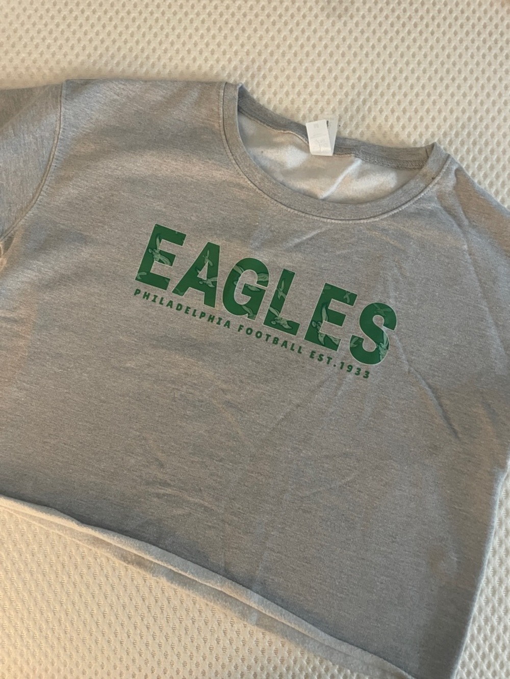 Philadelphia Eagles Cropped Gray Crewneck Sweatshirt